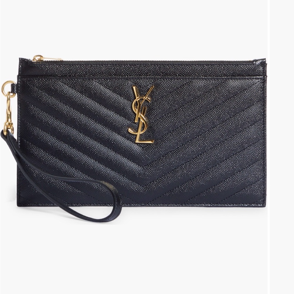 Saint Laurent Monogram Matelasse Leather Wristlet with removable strap!!